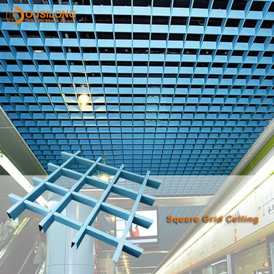 Teto de construção da parede que cobre a grade suspendida do teto da pilha do quadrado do metal dos materiais RAL 9016 de Decorational